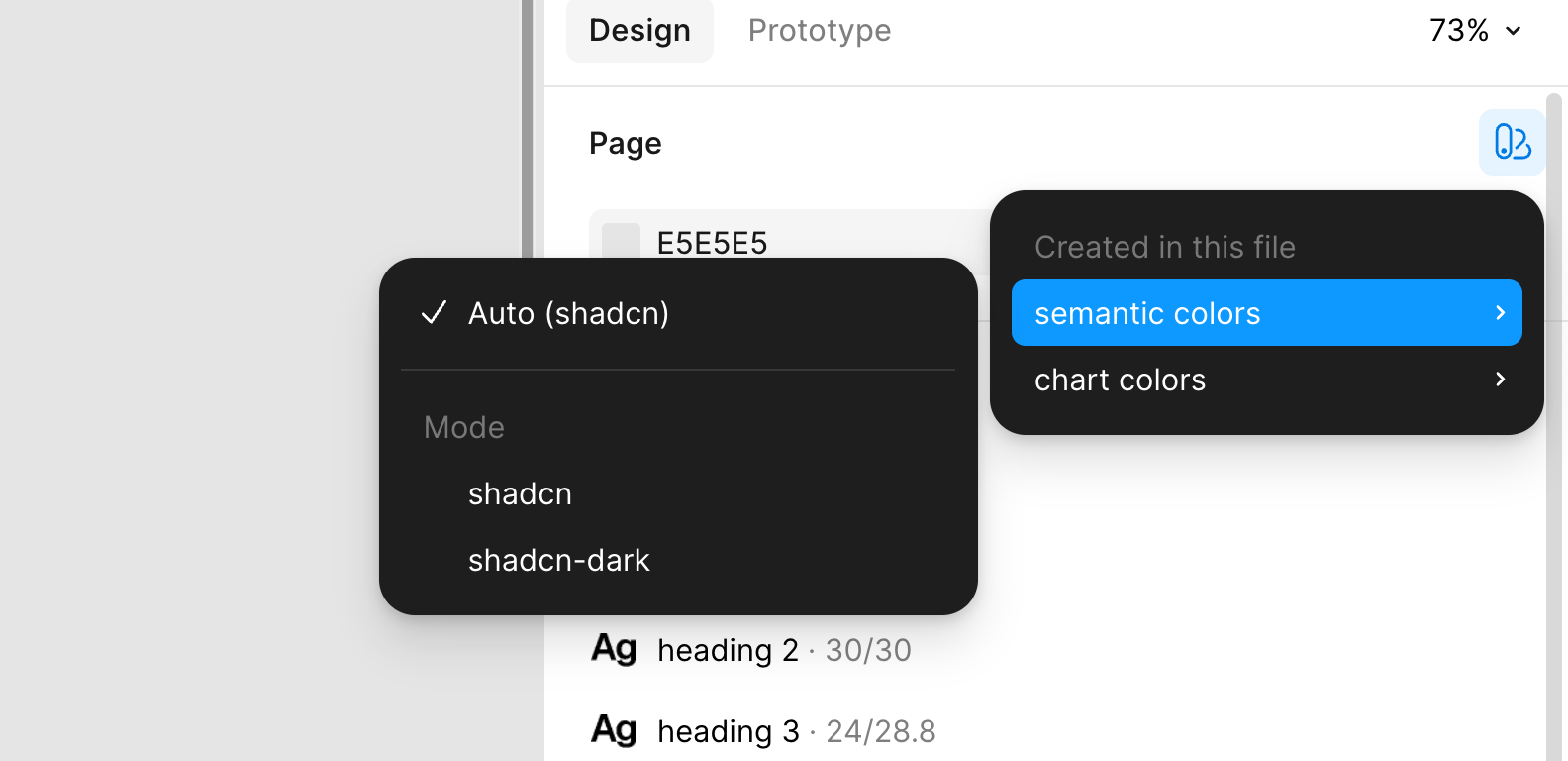 Apply variable mode control in Figma's right-hand sidebar