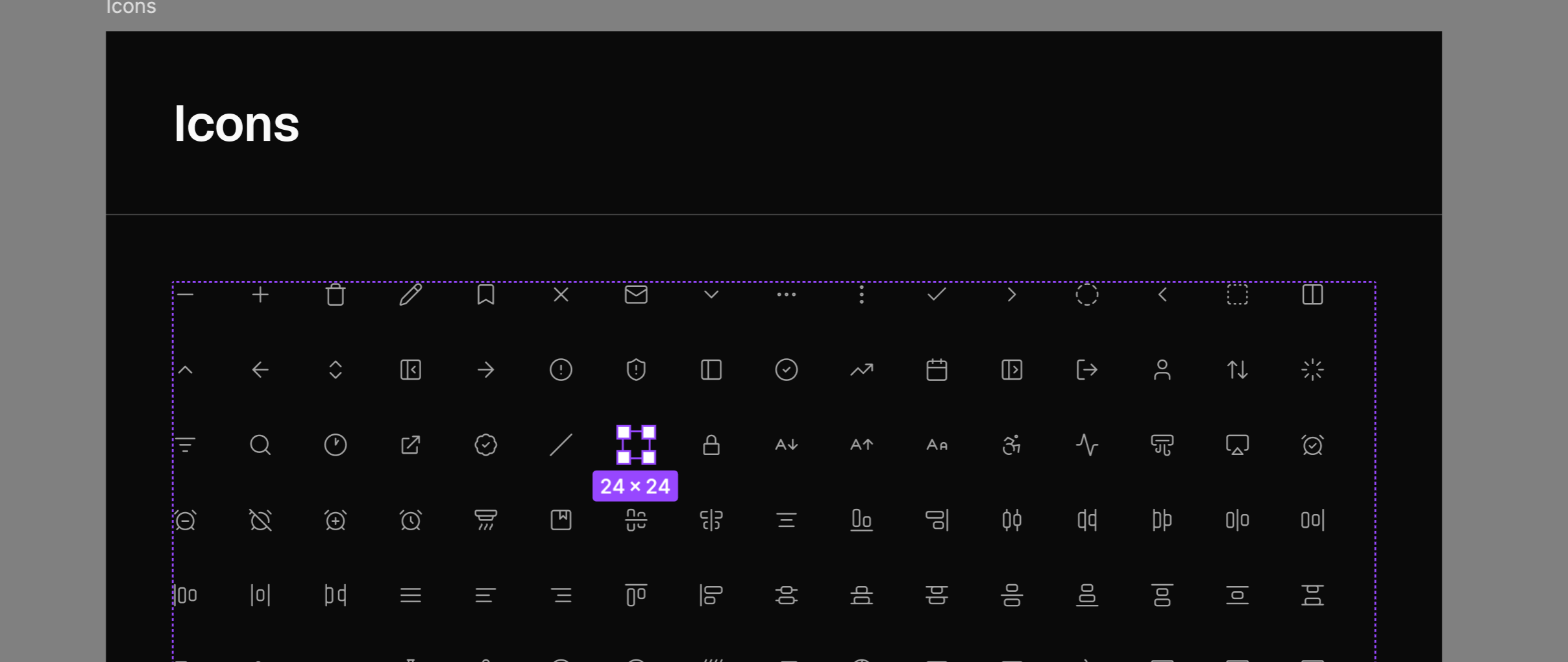 List of Lucide icons showing the blank icon