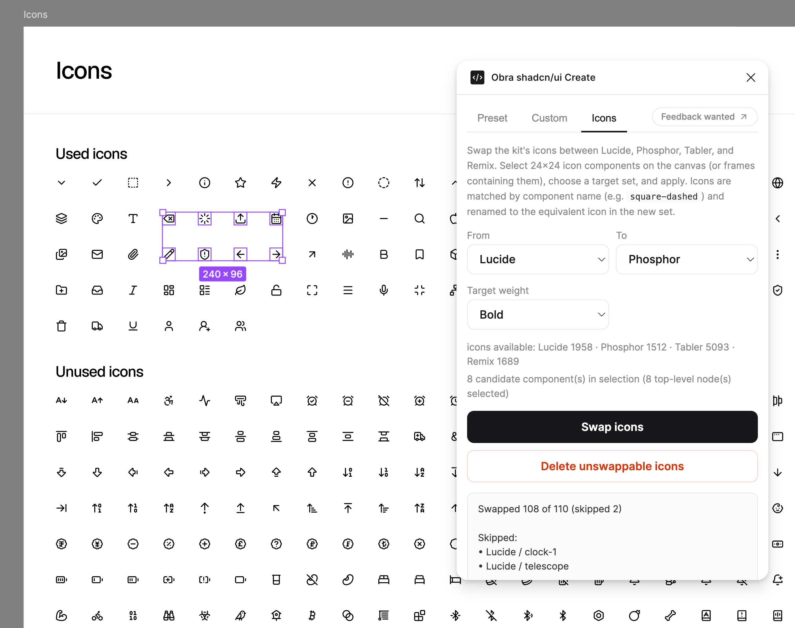 Swap icons from one set to another automatically